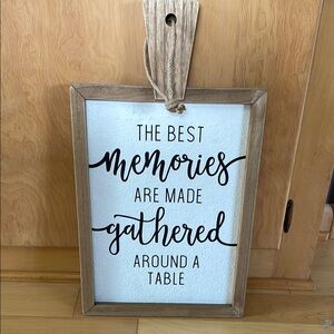 Kirklands Home Farmhouse Rustic White and Brown Wall Sign Kitchen Dining Table